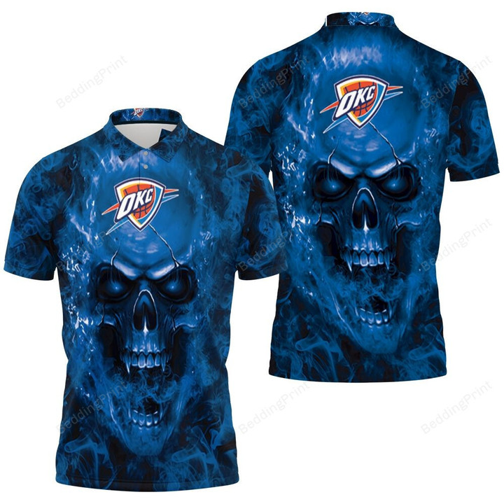 Oklahoma City Thunder Nba Fans Skull Polo Shirt