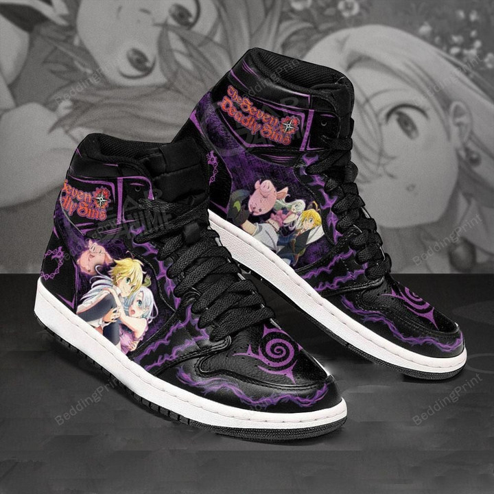 Meliodas And Elizabeth Seven Deadly Sins Anime Air Jordan AJ1 Shoes Sport Sneakers