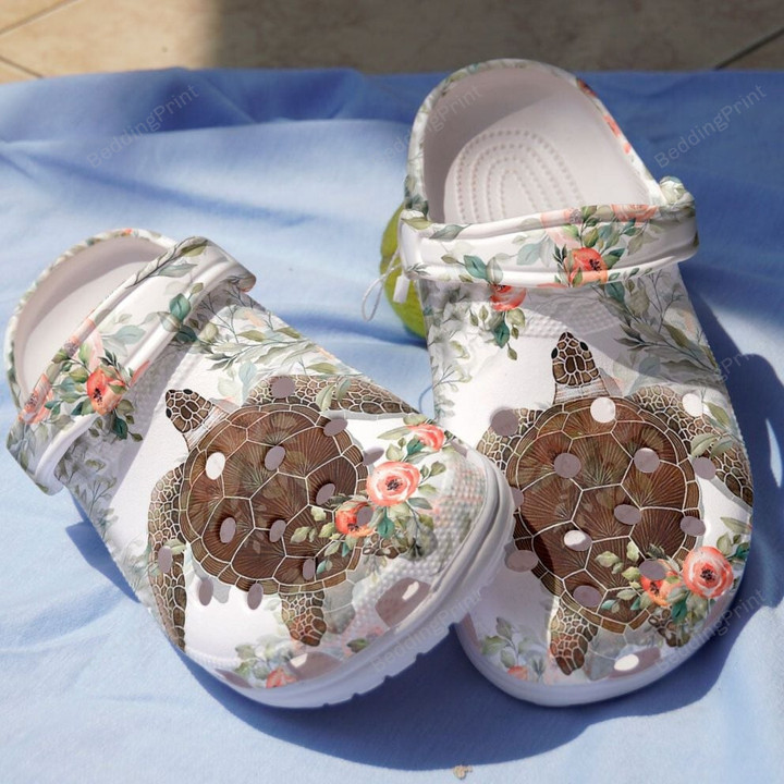 Charming Sea Turtle With Flowers Crocs Crocband Clogs