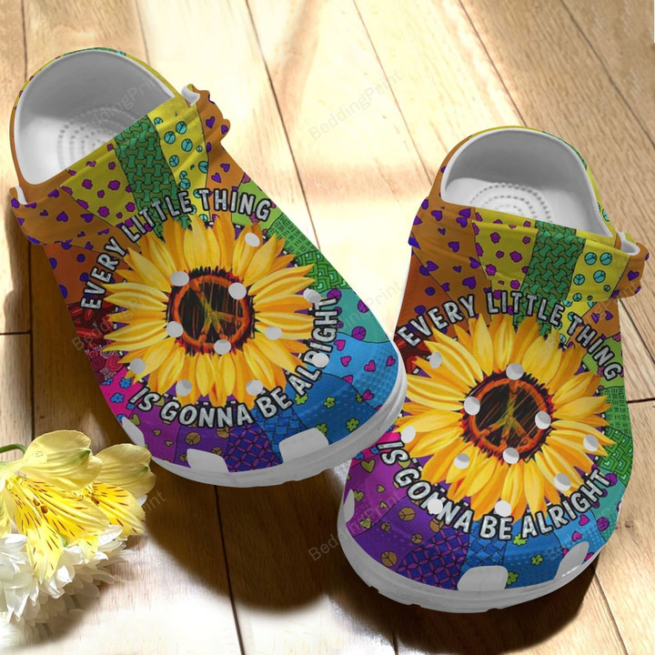 Colorful Heart Hippie Sunflower Gonna Be Alright Crocs Crocband Clogs