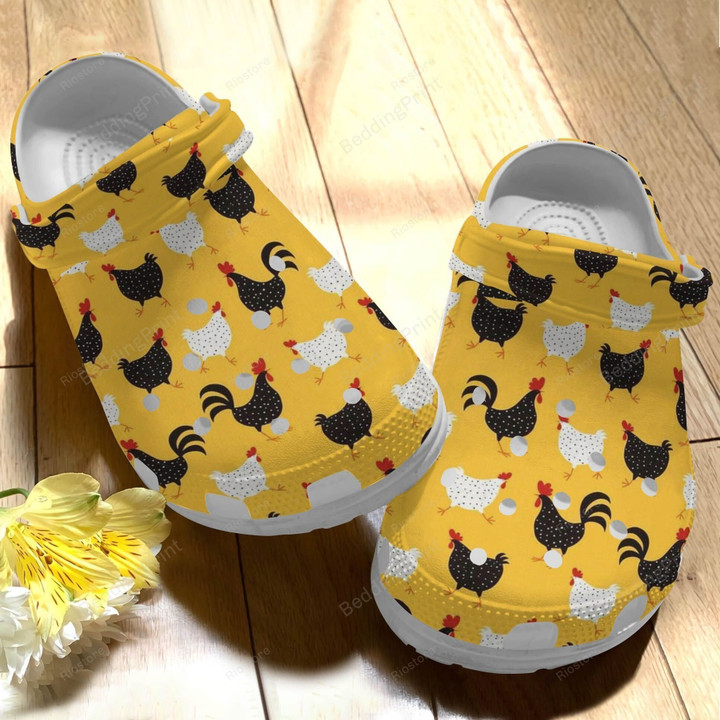 Black And White Chickens Crocs Crocband Clogs