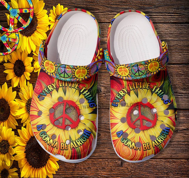Every Little Thing Gonna Be Alright Hippie Sunflower Crocs Crocband Clogs