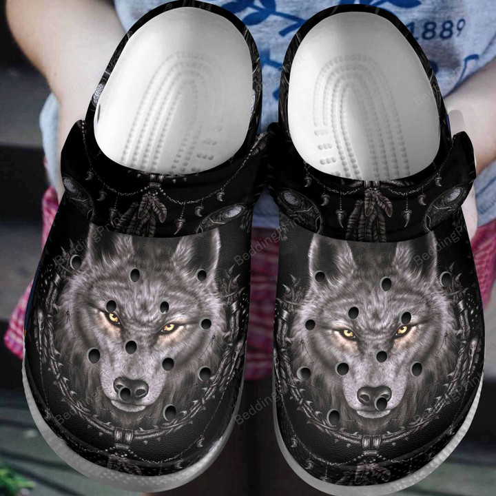 Angry Wolf In The Dark Crocs Crocband Clogs