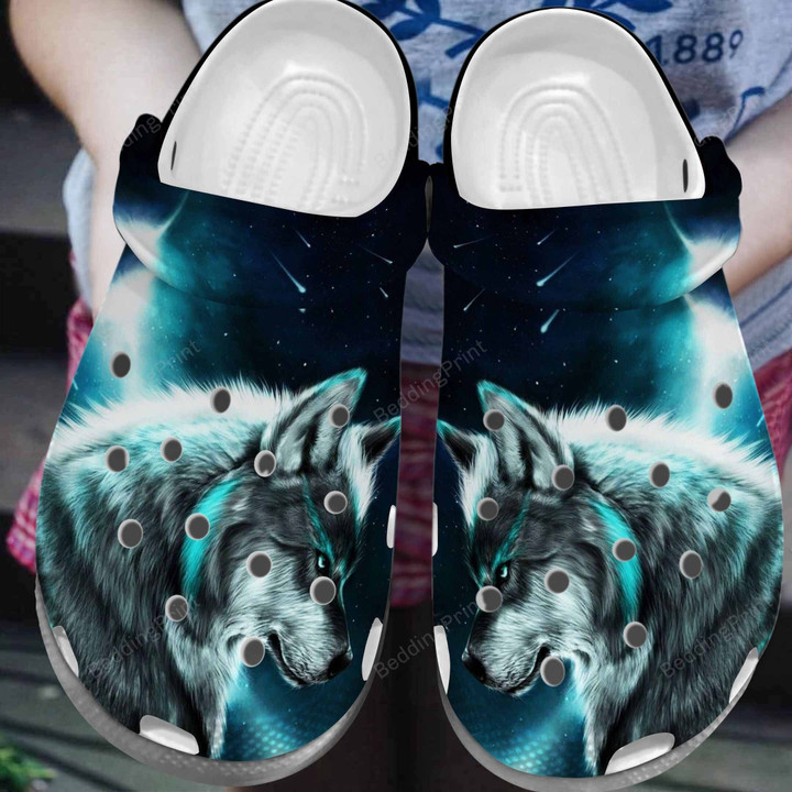 Awesome Cool Wolf Crocs Crocband Clogs
