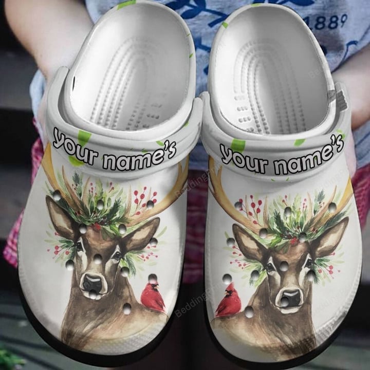 Personalized Deer With Red Bird Crocs Crocband Clogs