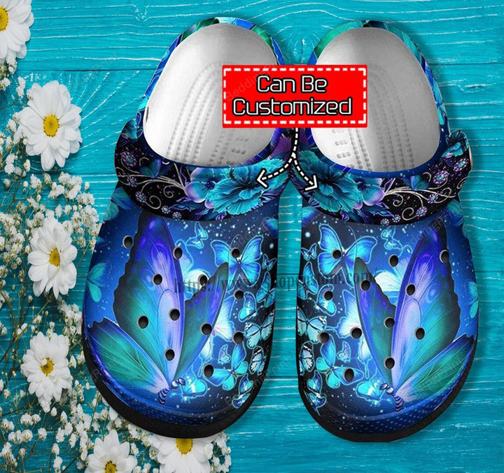 Blue Butterfly Miracle Crocs Crocband Clogs