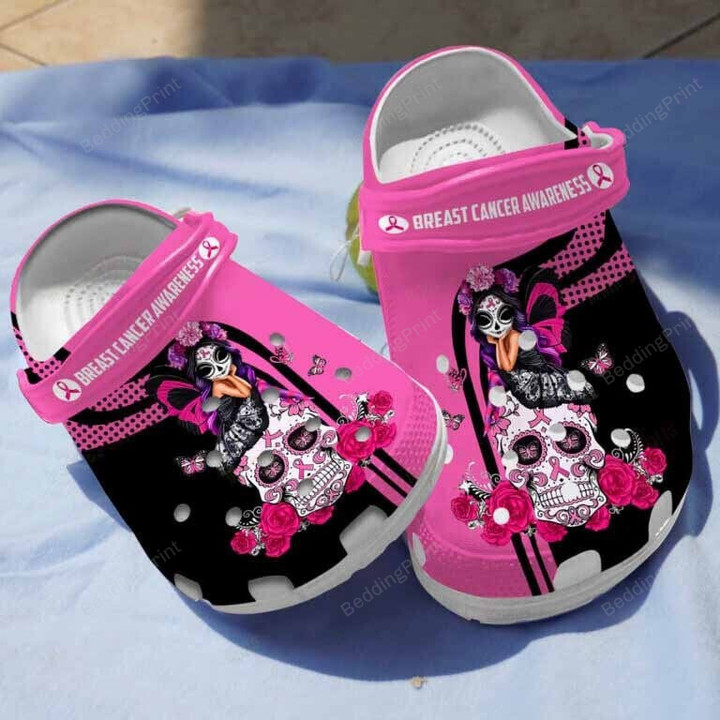 Butterfly Girl Breast Cancer Awareness Crocs Crocband Clogs