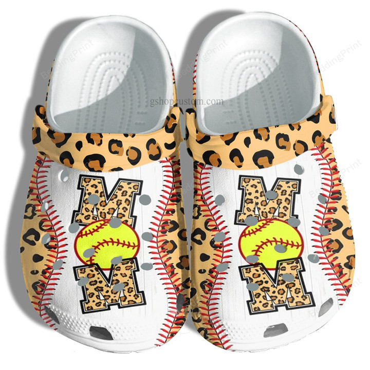 Baseball Mom Leopard Line Crocs Crocband Clogs