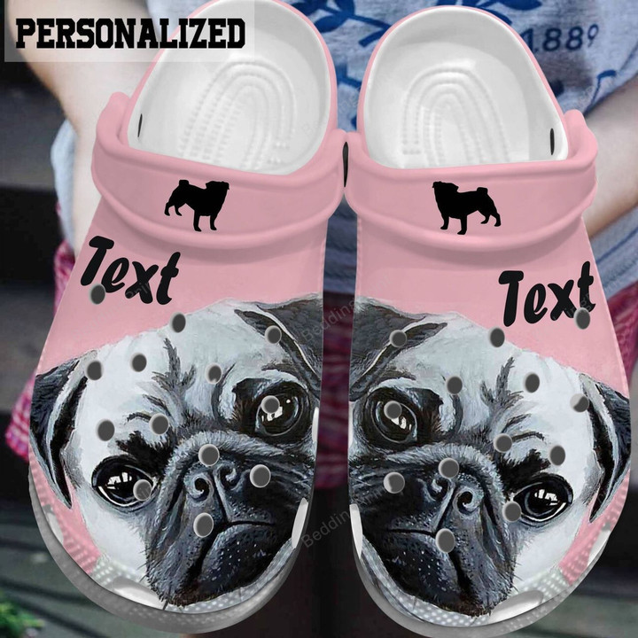 Personalized Pug Pink Backgrough Crocs Crocband Clogs