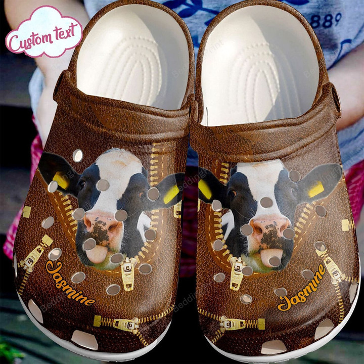 Personalized Cow Brown Crocs Crocband Clogs