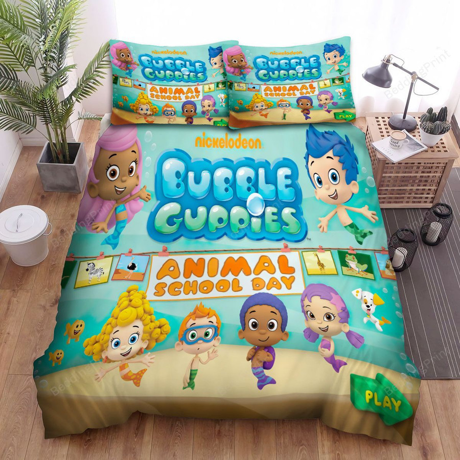 Bubble Guppies Animal School Day Poster Bed Sheet Spread Duvet Cover B -  BeddingPrint