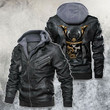 Samurai Skull Golden Battle Mask Motorcycle Leather Jacket