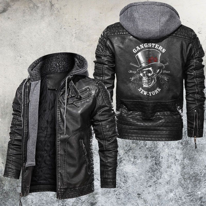 New York Gangsters Skull Leather Jacket