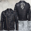 Skull And Glasses Clock Leather Jacket