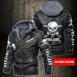 Personalized Name Trucker Skull Leather Jacket