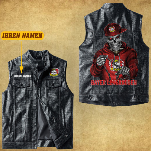 Bayer Leverkusen 2023 New Vest Leather Jacket PGMA3989