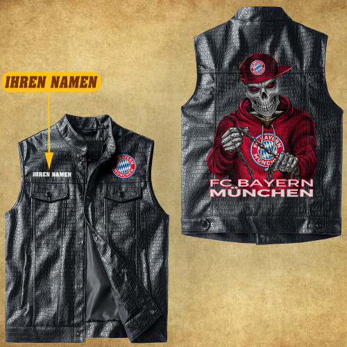 Bayern Munich 2023 New Vest Leather Jacket PGMA3990