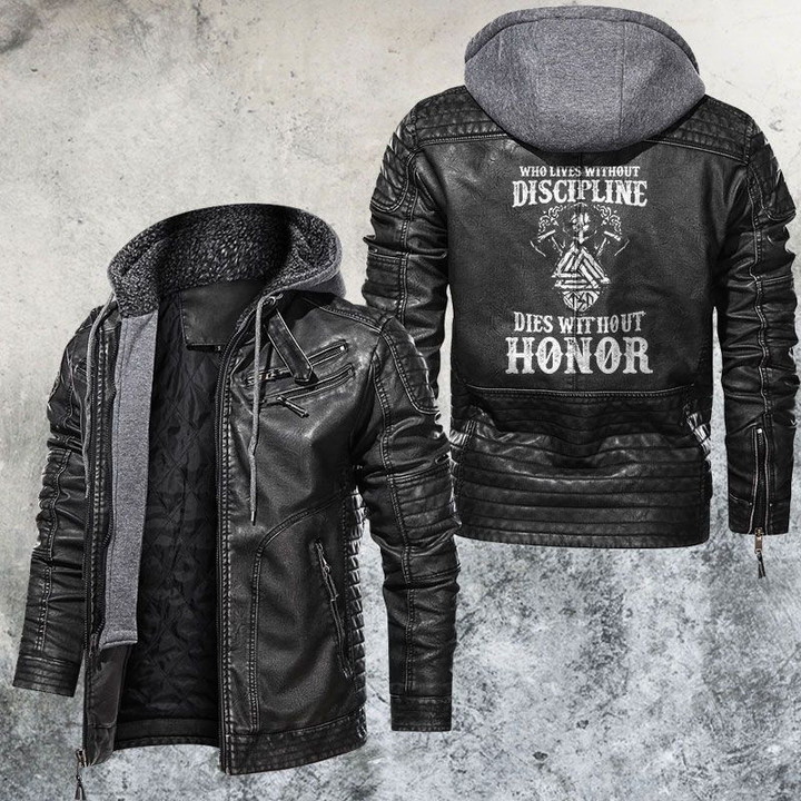 Who Lives Without Discipline Dies Without Honor Leather Jacket