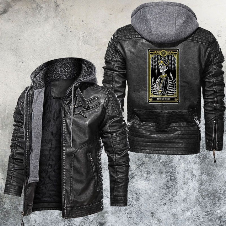 The King Of Rings Tarot Card Leather Jacket