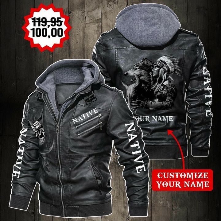 Personalized Name American Native Leather Jacket
