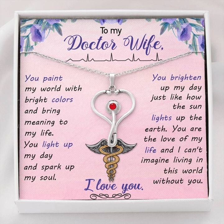 Stethoscope Necklace Doctor wife Can't imagine living in this world without you