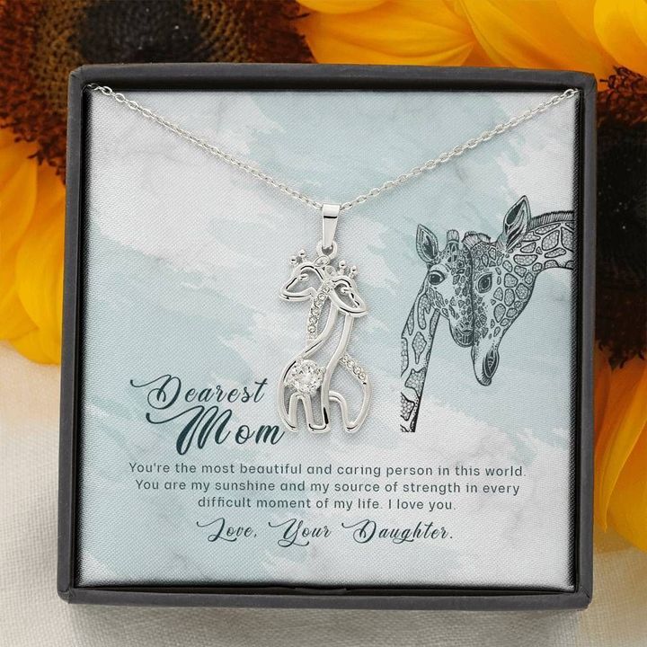 Giraffe Necklace Dearest Mom you are the most Beautiful