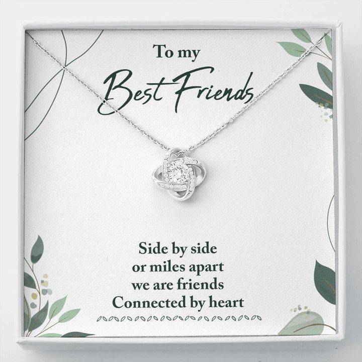 Love Knot Necklace Best Friends Side by side Connected by hear
