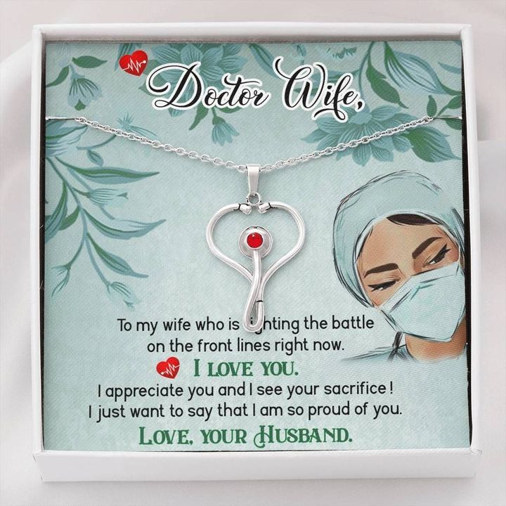 Stethoscope Necklace Doctor Wife I'm so proud of you