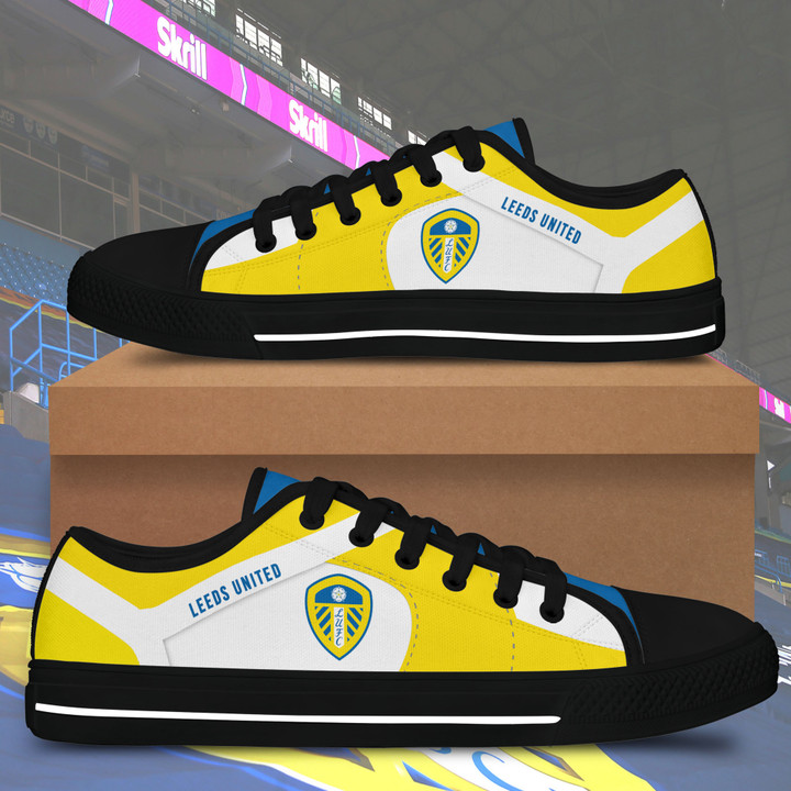 Leeds United Black White low top shoes for Fans SWIN0055