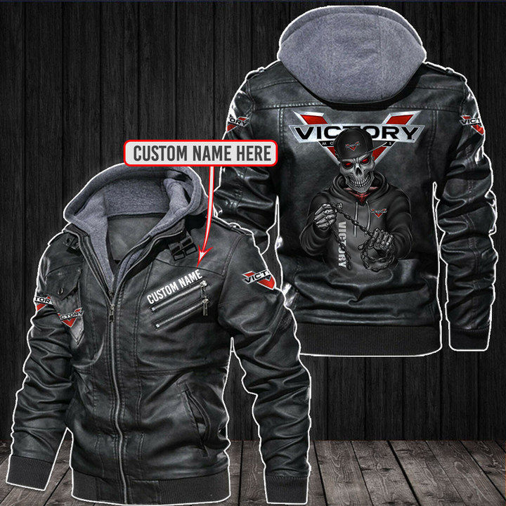 Victory Motorcycle Skull Leather Jacket PTDAE0003