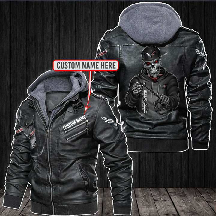 Corvette Skull Leather Jacket PTDAE0069