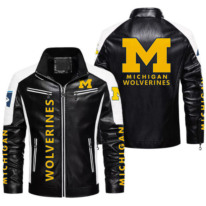 Michigan Wolverines 1981 Contrast Leather Jacket PGMC0021