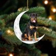 Rottweiler 2-Sit On The Moon-Two Sided Ornament