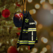 Black Firefighter CAPITAINE Ornament, Custom Name & Number