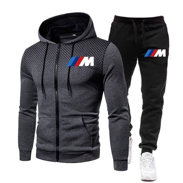 Men's Football Sets Zipper Hoodie+Pants Two Pieces Casual DC