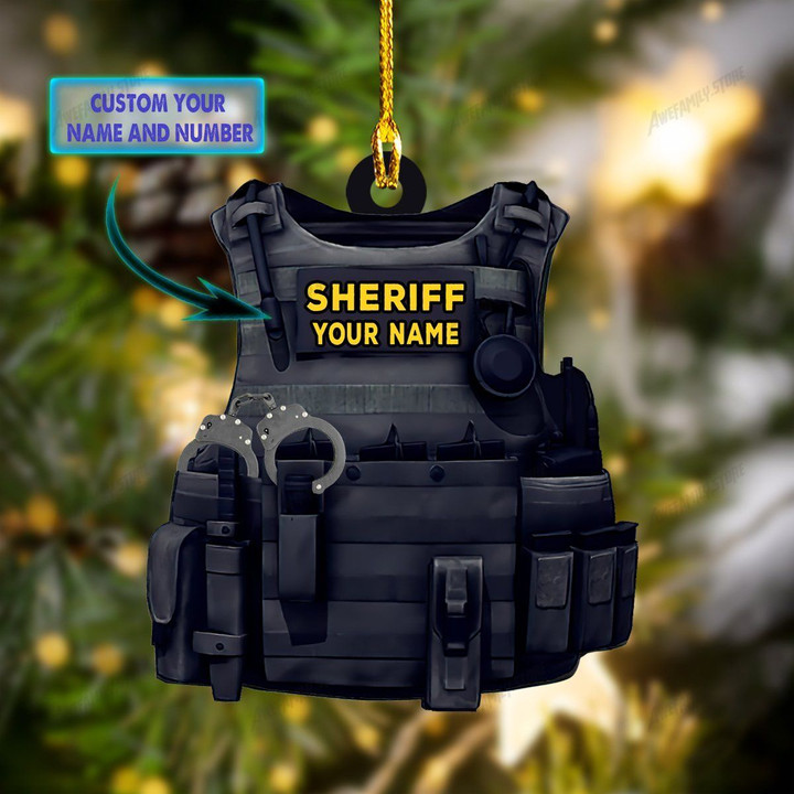 Sheriff Christmas Ornament | Custom Shaped Ornament | Custom Name V4