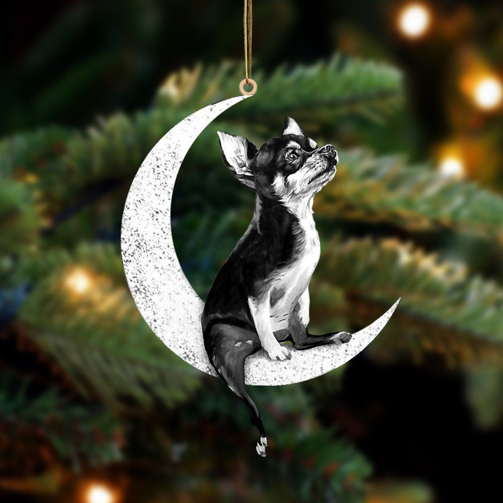 Chihuahua-Sit On The Moon-Two Sided Ornament