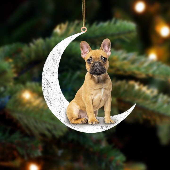 French Bulldog 4-Sit On The Moon-Two Sided Ornament