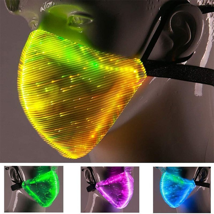 😀Reuseable Rechargeable 7 Color Lights LED Light up Face Cover