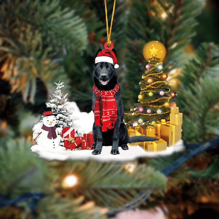 black German shepherd Christmas Ornament