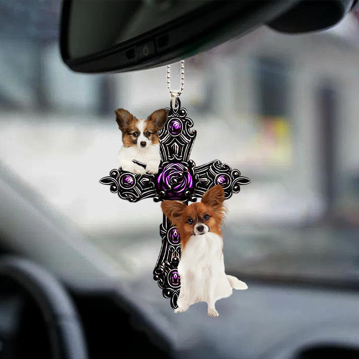 Papillon Pray For God Car Hanging Ornament