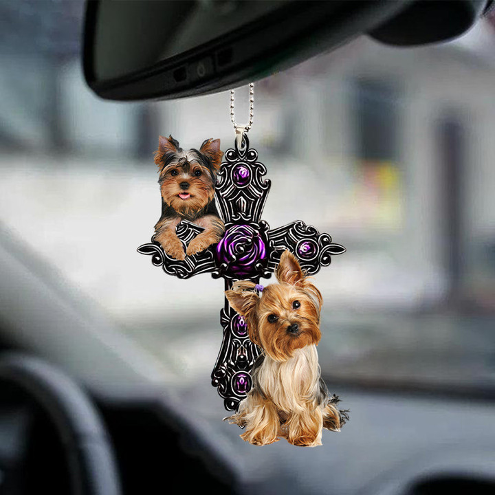 Yorkshire Terrier Pray For God Car Hanging Ornament