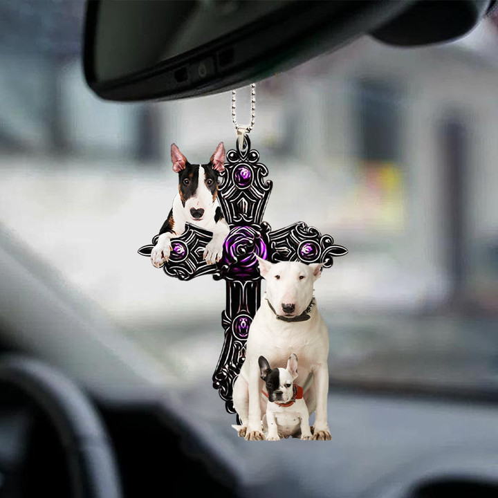 Bull Terrier Pray For God Car Hanging Ornament