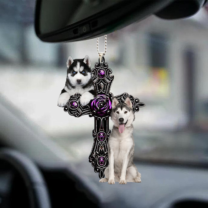 Husky Pray For God Car Hanging Ornament