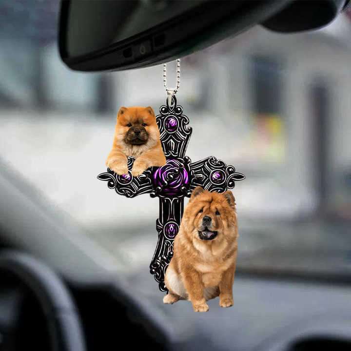 Chow Chow Pray For God Car Hanging Ornament