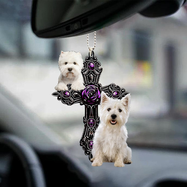 West Highland White Terrier Pray For God Car Hanging Ornament