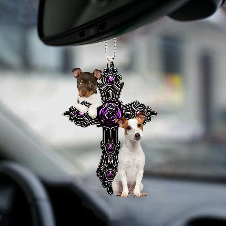 Rat Terrier Pray For God Car Hanging Ornament