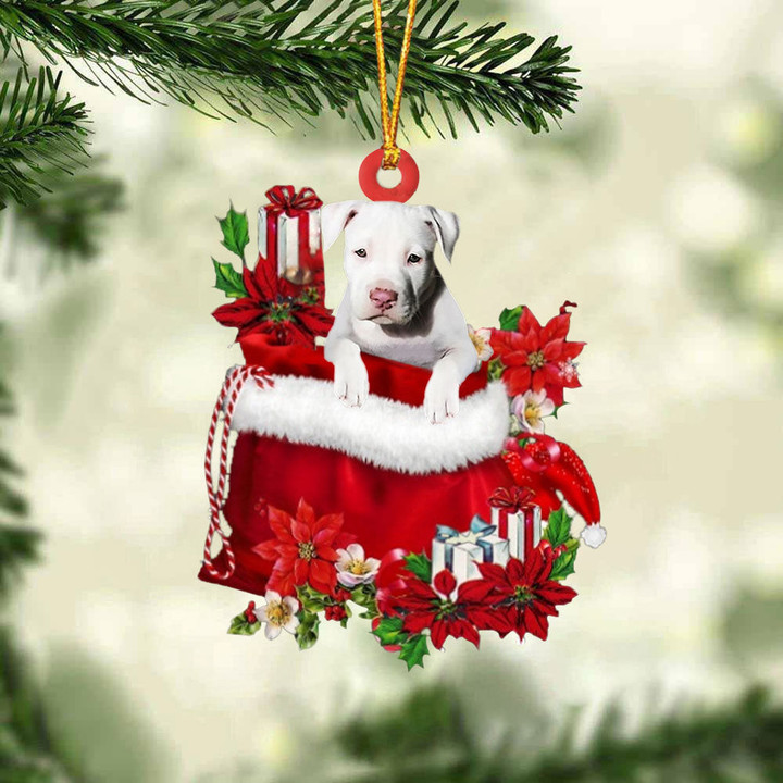 Staffordshire Bull Terrier In Gift Bag Christmas Ornament