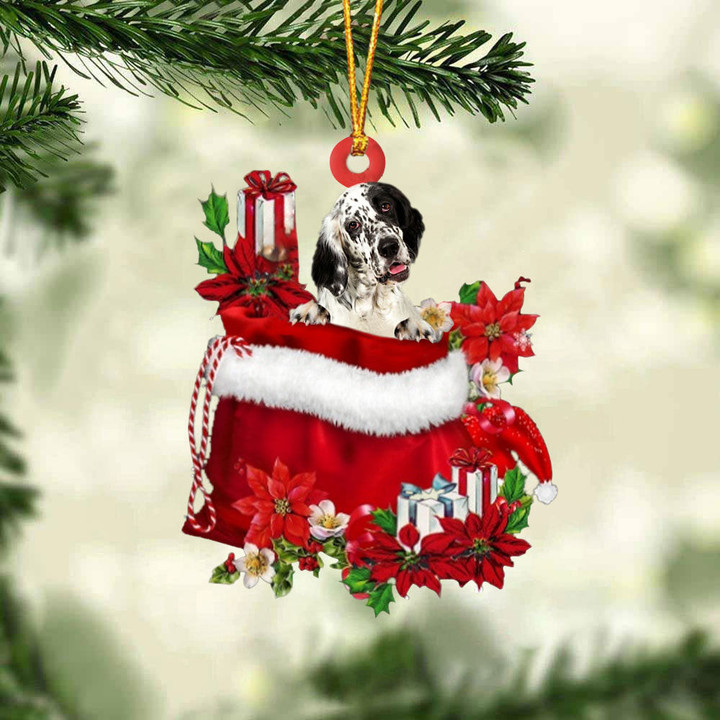 English Setter06 In Gift Bag Christmas Ornament