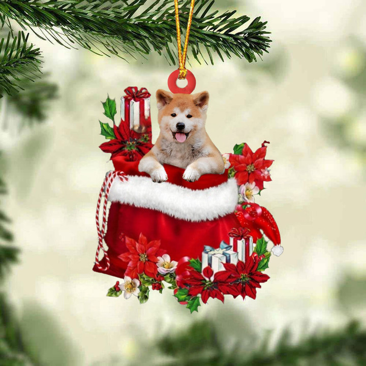 Shiba Inu2 In Gift Bag Christmas Ornament